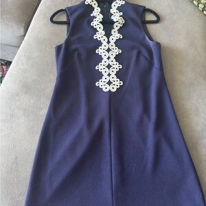 Elegant Purple Sleeveless Dress with White Detailing